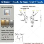 Beaded chandelier waterfall K9 crystal stainless steel total 49 heads model B