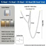 Beaded chandelier waterfall K9 crystal stainless steel total 98 heads model B