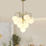 Globe Bubble Chandelier with Milk Glass Shades Sputnik Style