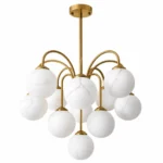 Mid Century Modern Sputnik Chandelier in Plated Gold Brass