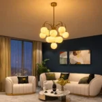 Sputnik Chandelier with Textured Glass Shades
