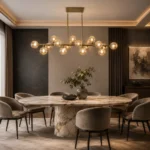 Mid Century Modern Chandelier 16-Light Globe Glass Shade in modern dining room