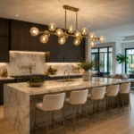 Mid Century Modern Chandelier above kitchen island