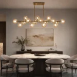 Mid Century Modern Glass Globe Light Fixture in dining space