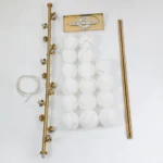 16 light globe chandelier parts with glass shades, gold frame, canopy and downrods
