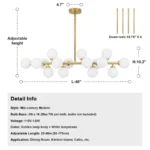 40 inch modern linear chandelier dimensions with adjustable 20 to 66 inch hanging height