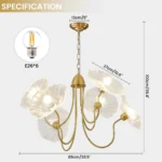 Clear floral chandelier dimensions with six E26 light sources