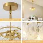 Coastal chandelier with sloped ceiling mount and thick cloud glass details