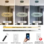 Dimmable chandelier showing adjustable brightness and color temperature