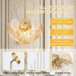 Glass disc chandelier with adjustable downrods and sloped ceiling mounting option