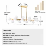 55 inch globe chandelier dimensions with adjustable downrods and 4.7 inch glass shades