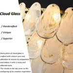 Handcrafted cloud glass chandelier with unique textured glass panels