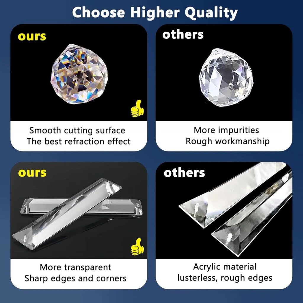 K9 crystal chandelier quality comparison showing clear faceted crystals and crystal bars
