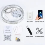 LED crystal chandelier with remote wall switch and app control options