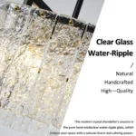 Clear water ripple glass panels on a modern farmhouse chandelier