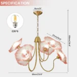 Red floral chandelier dimensions with six glass flower shades