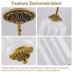 Farmhouse pendant light with distressed bronze details and ribbed milk glass shade