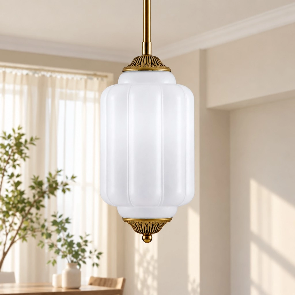 farmhouse-pendant-light-milk-glass-shade-2 Farmhouse pendant light with ribbed milk glass shade and antique bronze finish