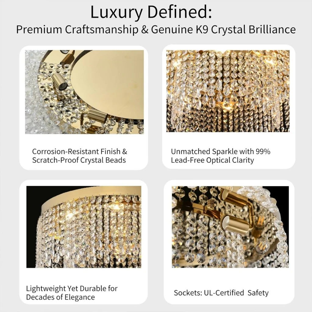 K9 crystal chandelier craftsmanship and crystal detail features