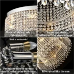 K9 crystal ceiling light with stainless steel frame and E12 sockets