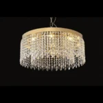 Round K9 crystal chandelier with cascading crystal drops