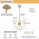 3-light glass bubble chandelier dimensions with adjustable downrods and G9 bulbs