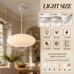 Japanese lantern pendant light in 23.6-inch size with adjustable hanging height and three E26 bulb sockets